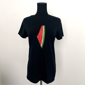 Black Watermelon Graphic T-Shirt in Size XS • Free Palestine